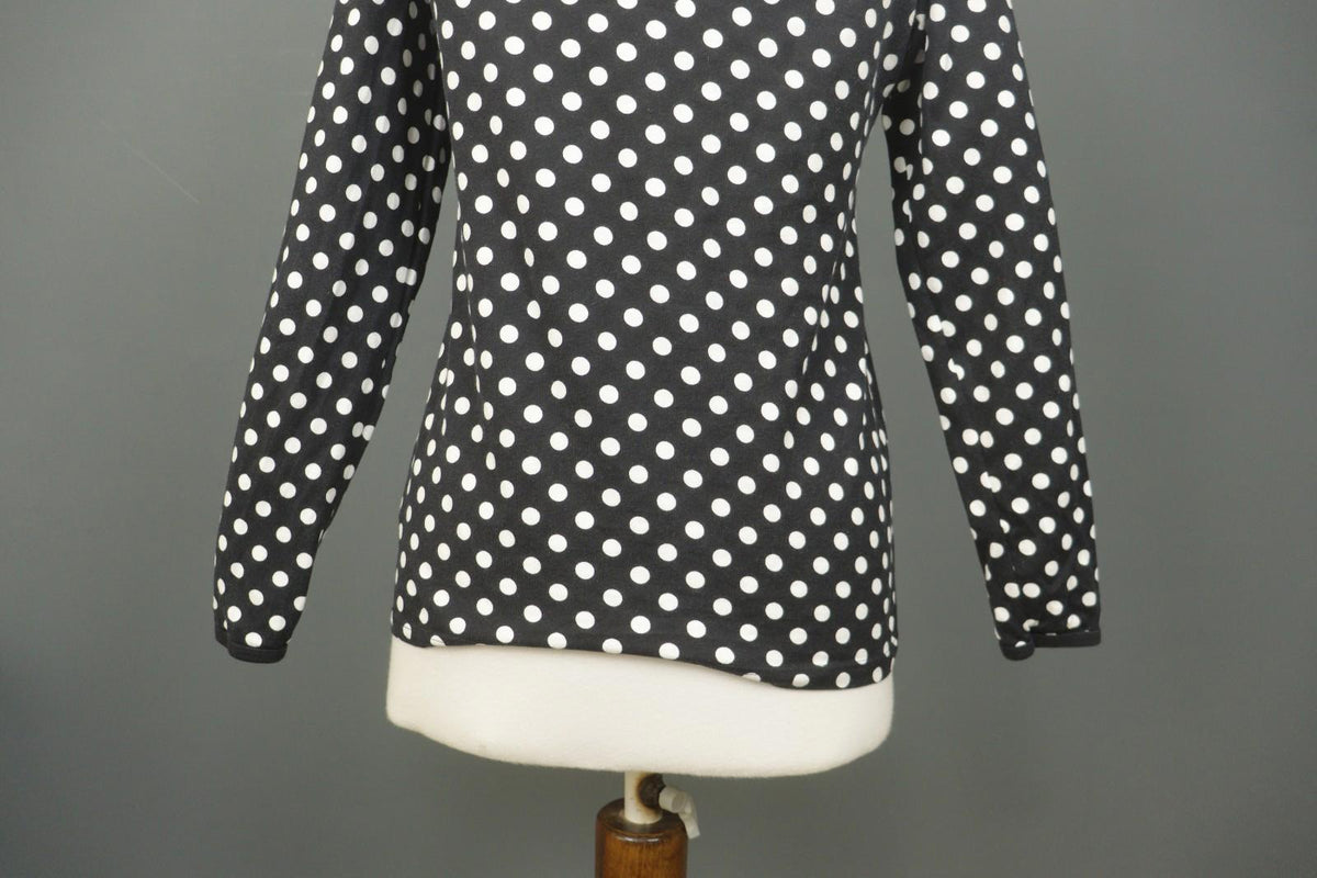 MARIMEKKO Black White Polka Dot Cotton Long Sleeve Summer Snap Blouse Top – Size M