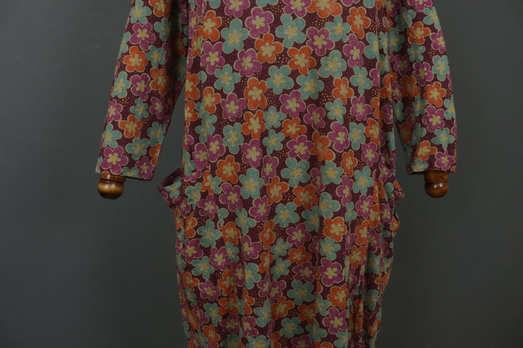 GUDRUN SJODEN Multi Modal Floral Crew Neck Long Sleeve Shift Dress – Size M