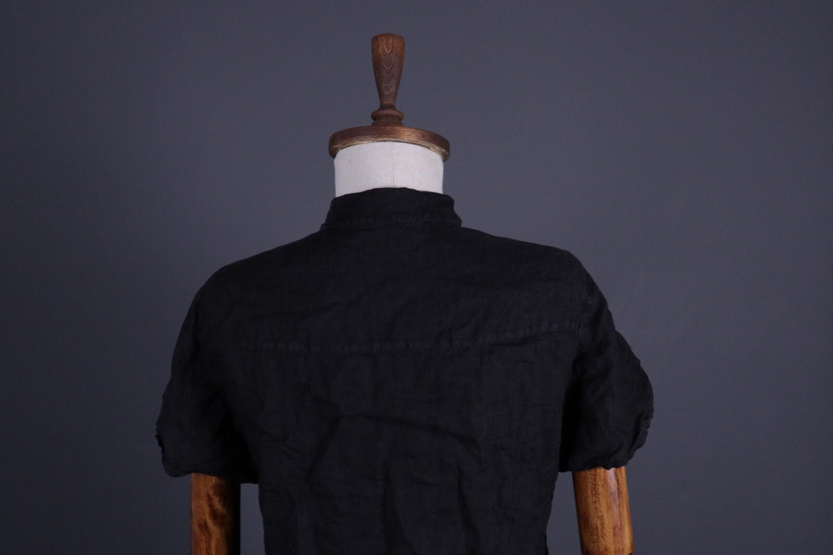 BARENA Black Linen Short Sleeve Blouse Shirt – Size 40 / M
