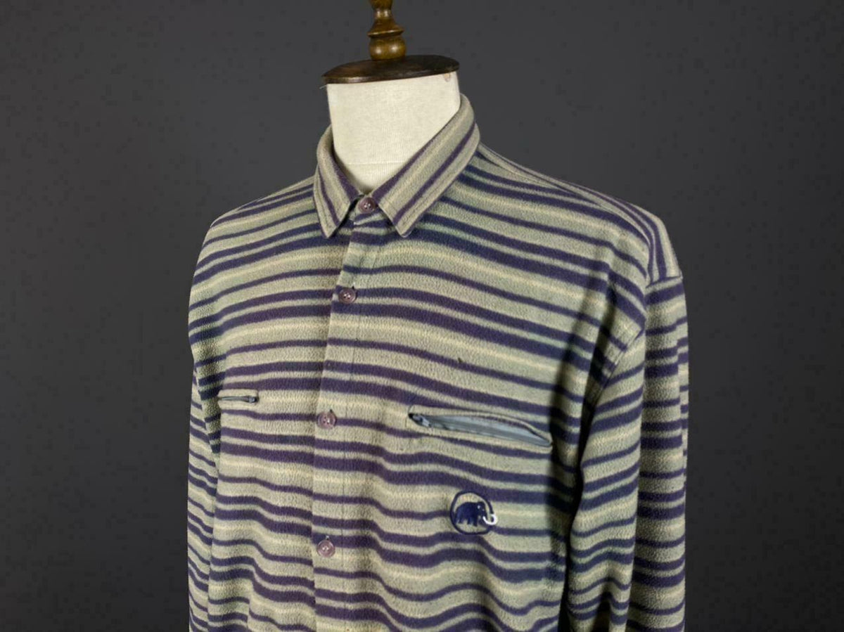 Mammut Outdoor Tecnopile Striped Button Up Sweater Fleece – Men's 2XL / XXL