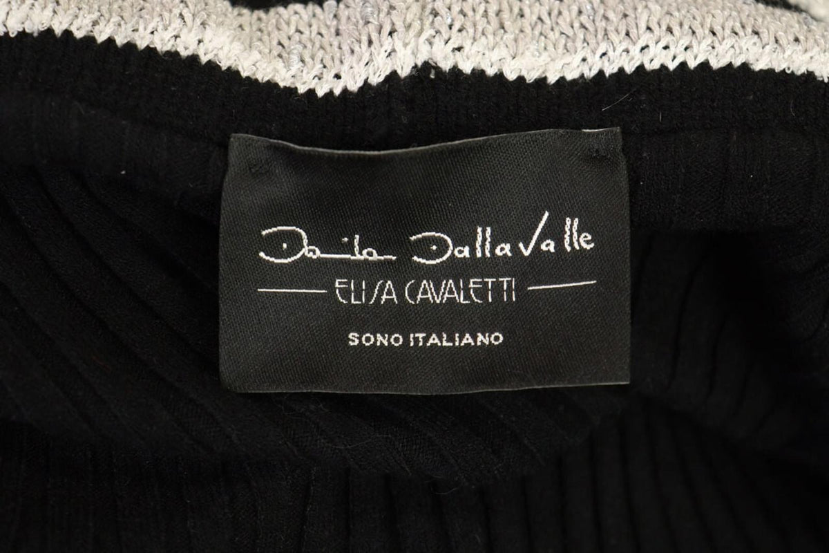 ELISA CAVALETTI Sono Italiano Black Knit A-Line Ultra Long Sleeve Dress