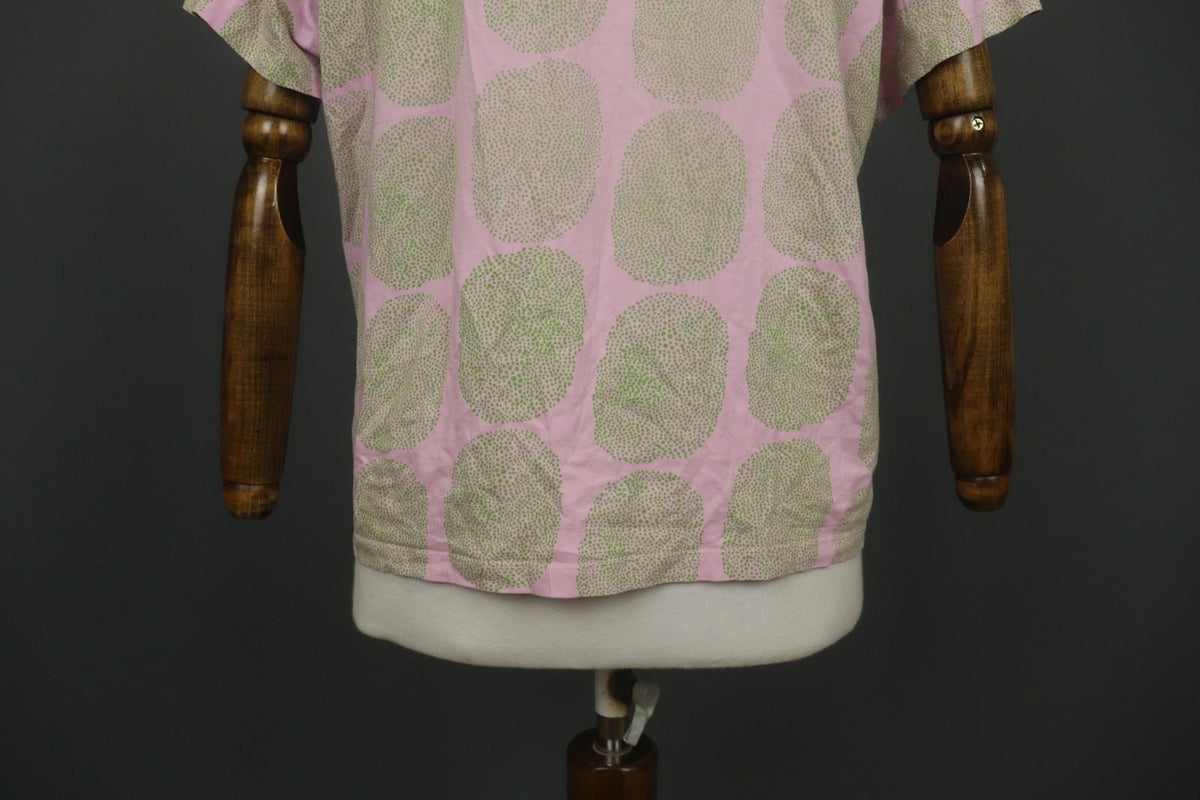 MARIMEKKO Pink Green Polka Dot Short Sleeve Round Neck Pullover Knit Top M/L