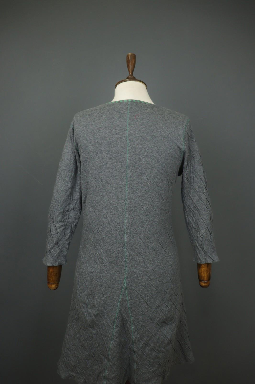 GUDRUN SJÖDEN Gray Polka Dot Textured Lopng Sleeve Pullover A-Line Dress – Size M