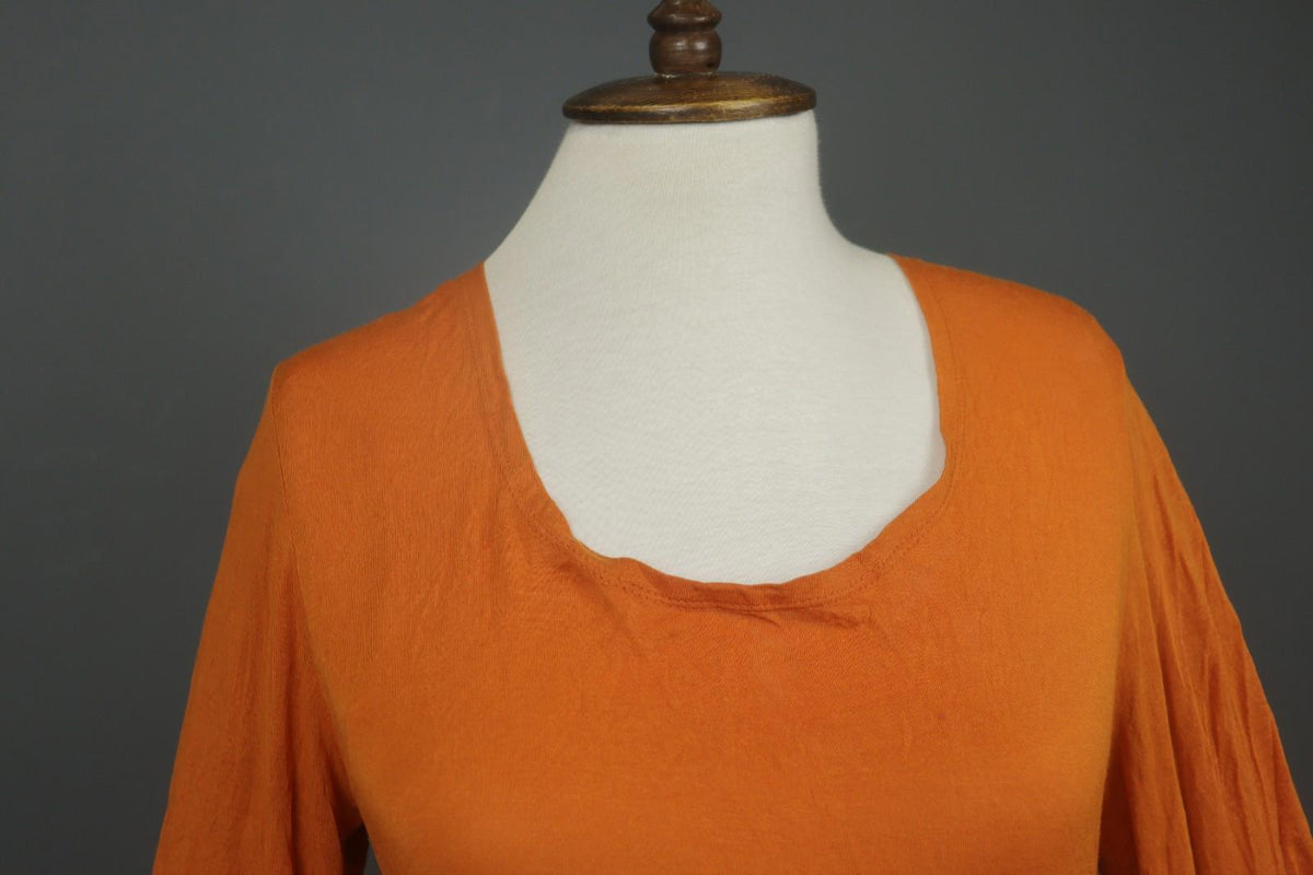 GUDRUN SJODEN Orange Modal Stretch Slim Fit Long Sleeve Pullover Blouse Top Sz M