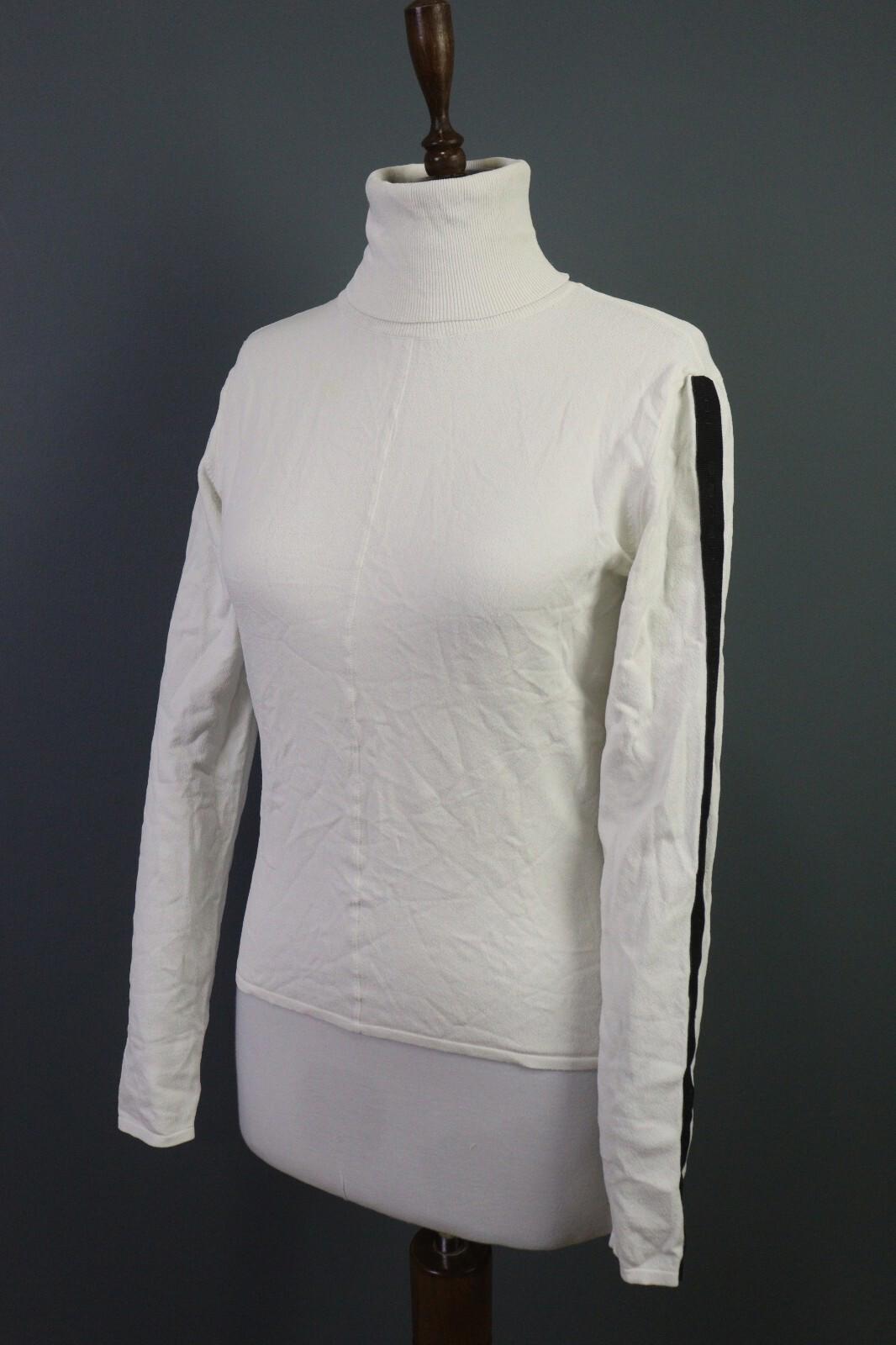 SARAH PACINI White Long Sleeve High Neck Top Blouse Shirt – Size M