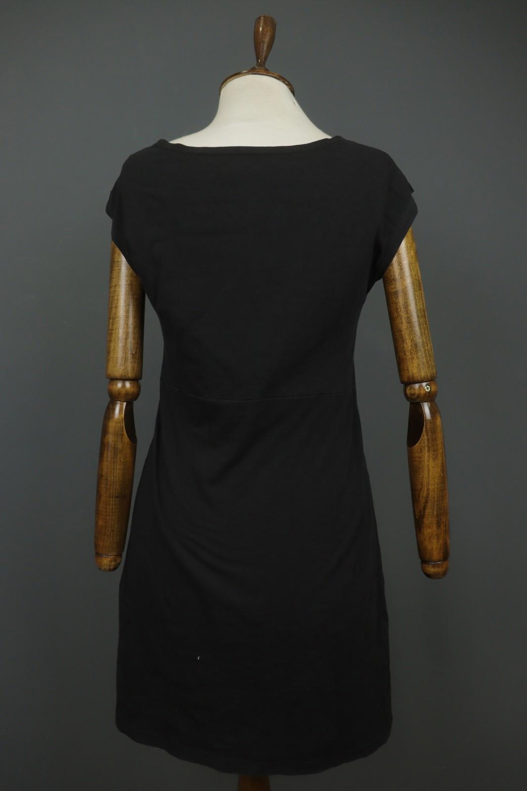GUDRUN SJODEN Black Cotton Short Sleeve Scoop Neck Pullover Shift Dress – Size M