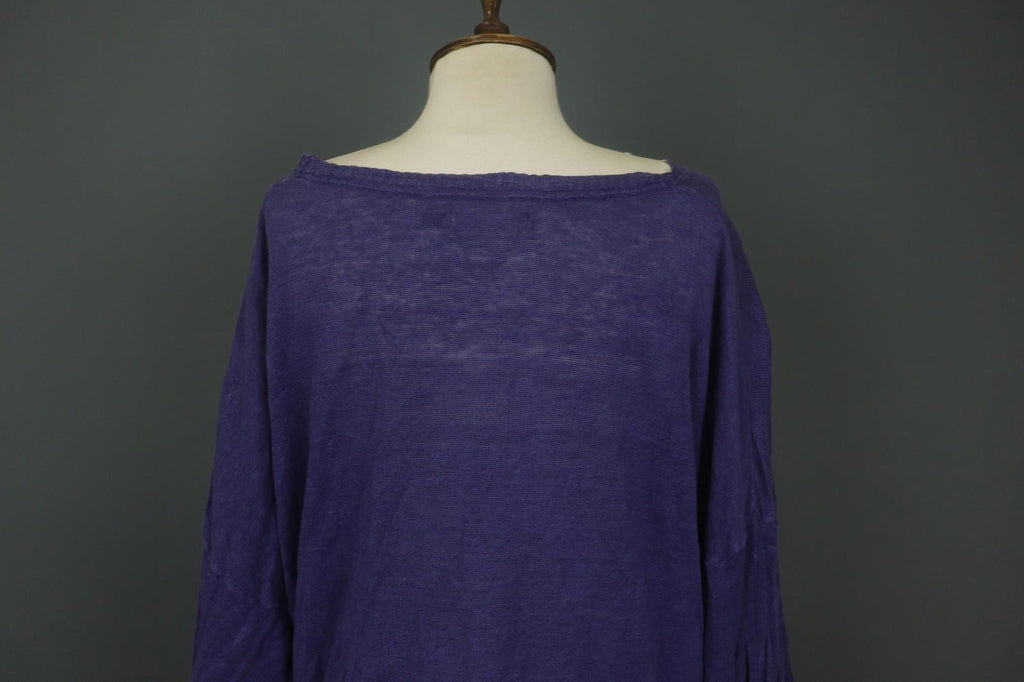 GUDRUN SJODEN Purple 100% Linen Relaxed Fit Round Neck Shift Dress – Size 2XL