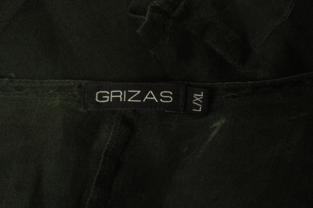 GRIZAS Green Long Sleeve Crew Neck Button Front Sheer Organza Blouse Top – Size L