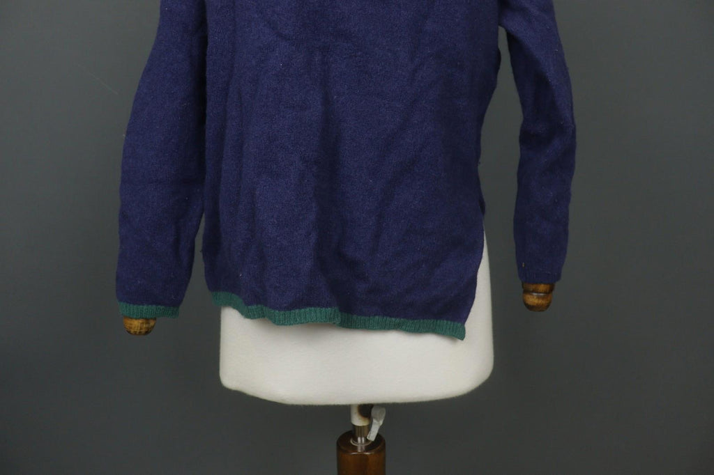 GUDRUN SJODEN Navy 100% Wool Knit Long Sleeve Round Neck Pullover Sweater – Size S