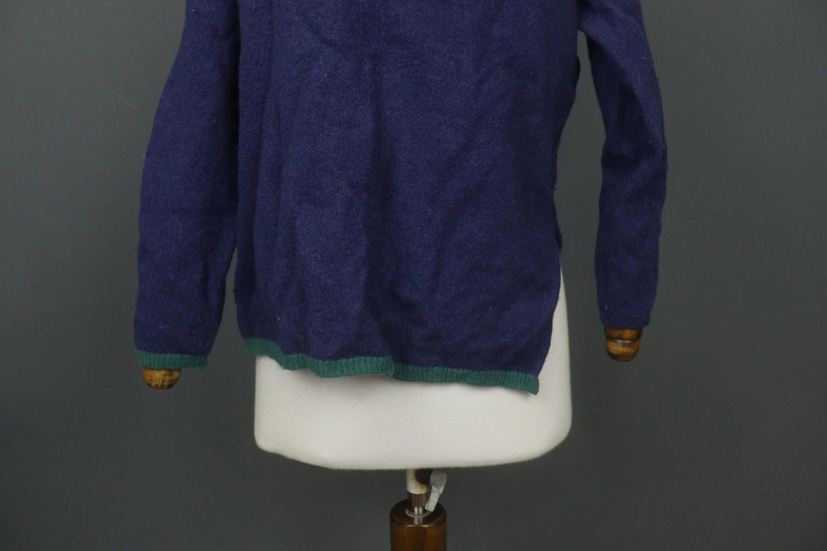 GUDRUN SJODEN Navy 100% Wool Knit Long Sleeve Round Neck Pullover Sweater – Size S