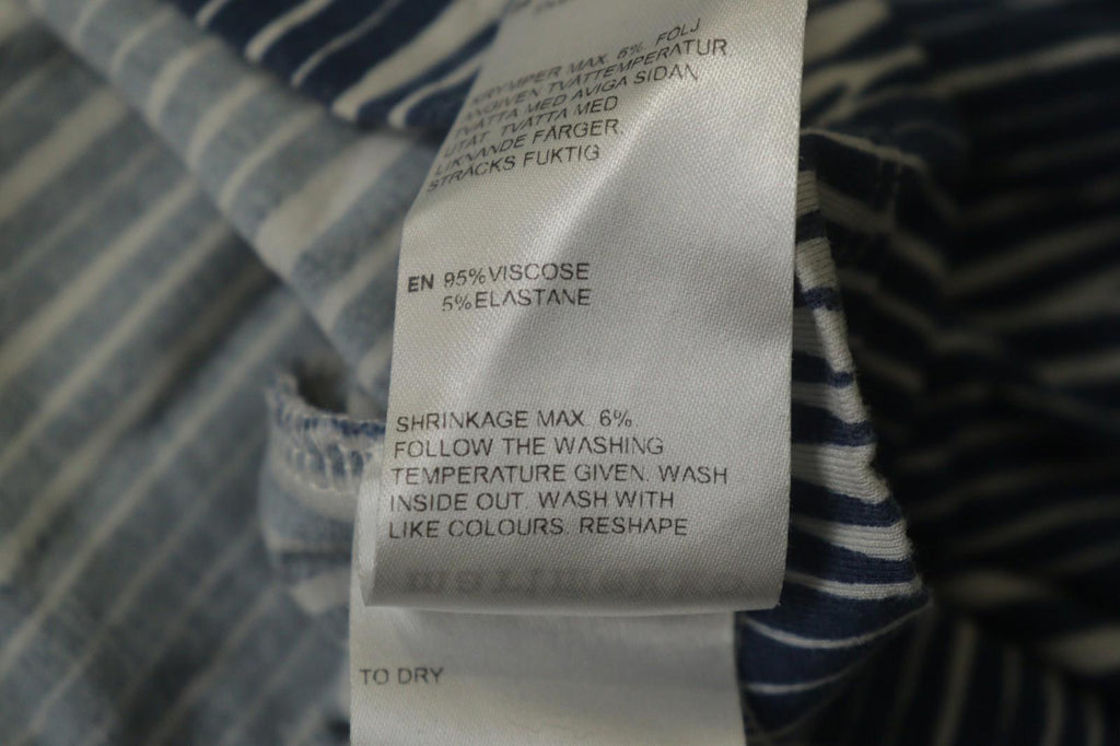 MARIMEKKO PRIP 3 Blue White Striped Viscose Round Neck Lagenlook Dress – Size L