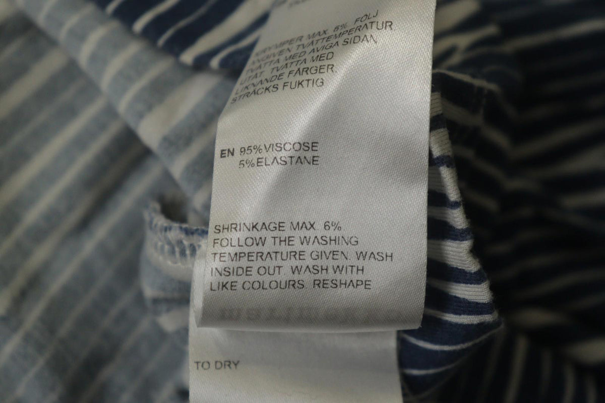 MARIMEKKO PRIP 3 Blue White Striped Viscose Round Neck Lagenlook Dress – Size L