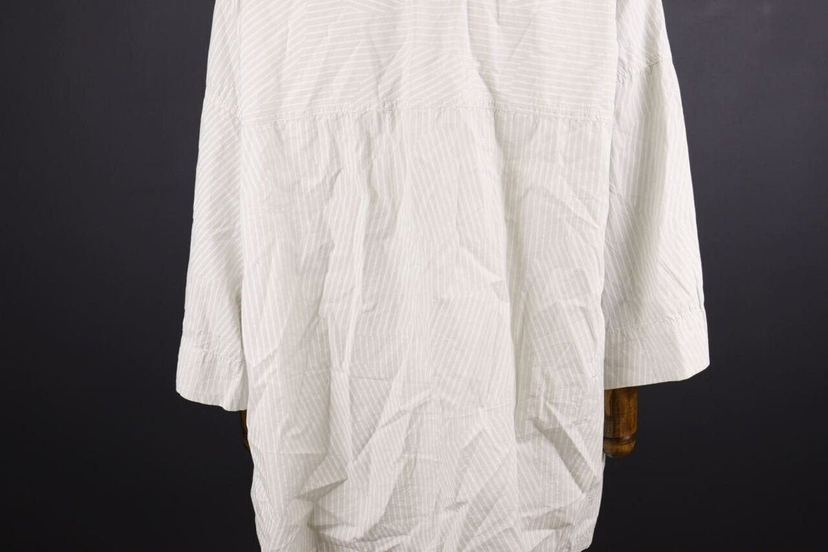 Oska White Relaxed Stripe Long Sleeve Tunic Shirt Dress Short – Size 4