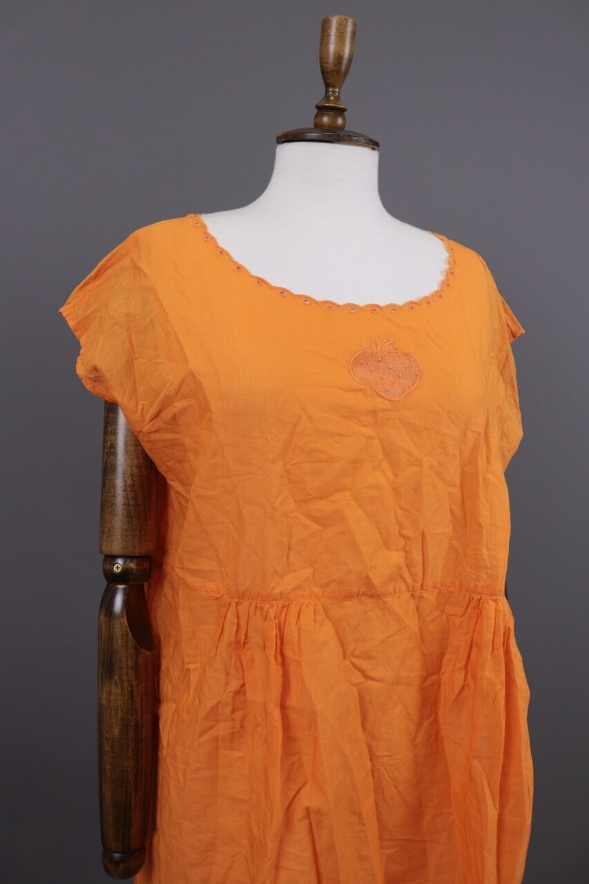 Gudrun Sjoden Orange Lagenlook Blouson Midi Tunic Dress – Size M