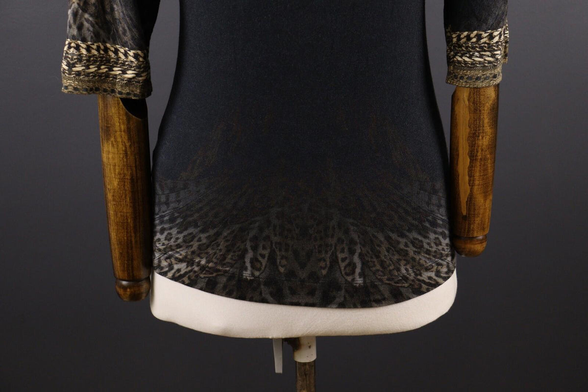 JUST CAVALLI Floral Paisley 3/4 Sleeve Top Shirt – Size S