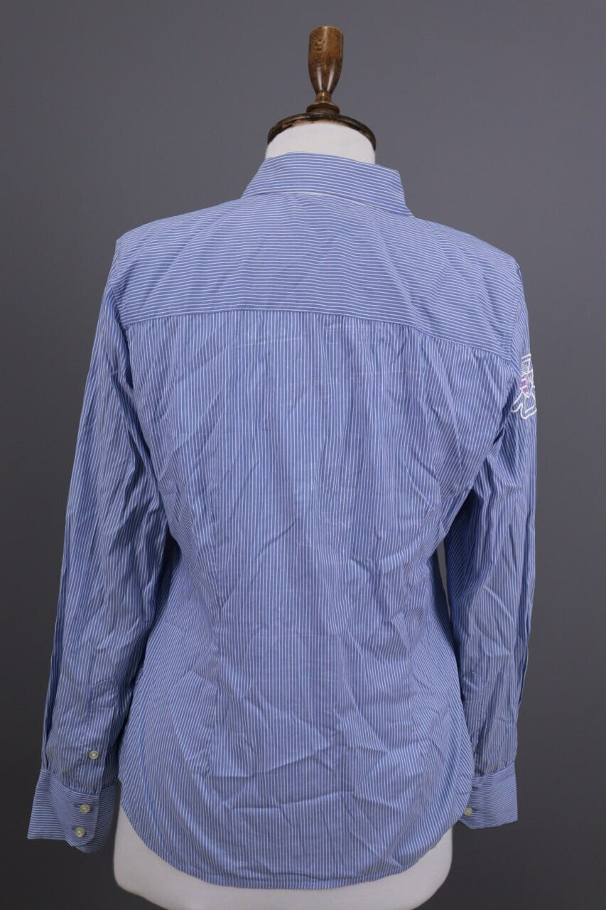 La Martina Blue Pinstripe Long Sleeve Blouse Shirt – Size M – Used