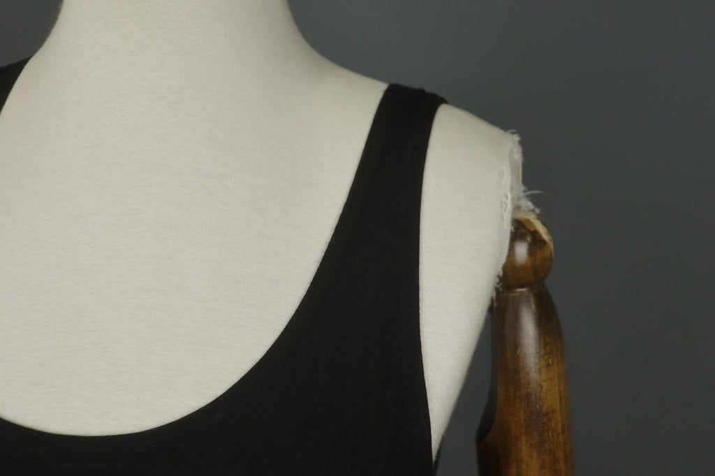 GUDRUN SJODEN Black Modal Scoop Neck Wide Strap Pullover Tank Dress – Size S