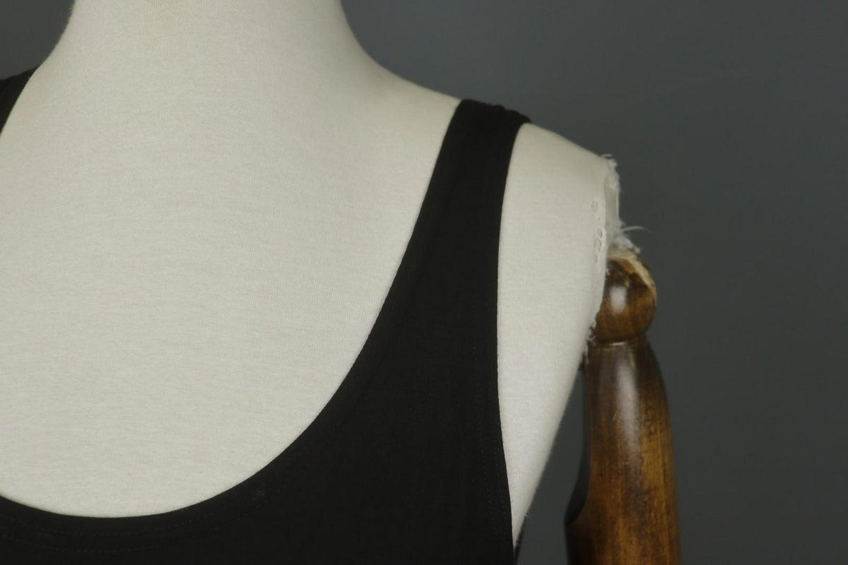 GUDRUN SJODEN Black Modal Scoop Neck Wide Strap Pullover Tank Dress – Size S