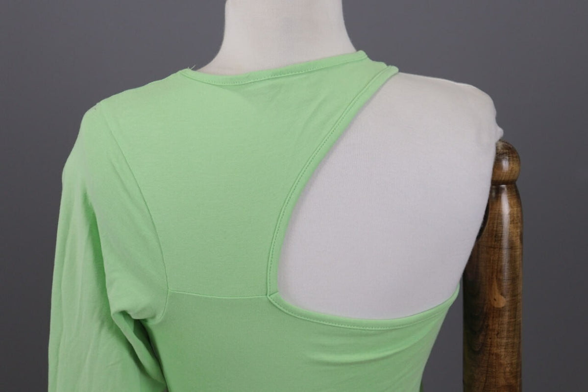 Karl Kani Embroidered Sleeve Green Asymmetrical One Shoulder Shirt – Size S – Used