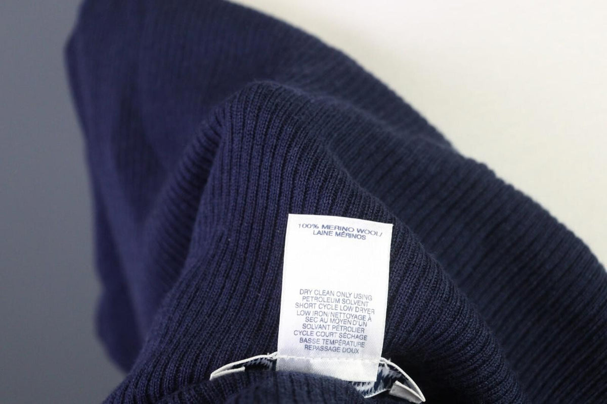 Oscan De La Renta Blue 3/4 Sleeve Ribbed Wool Cropped Sweater – Size L