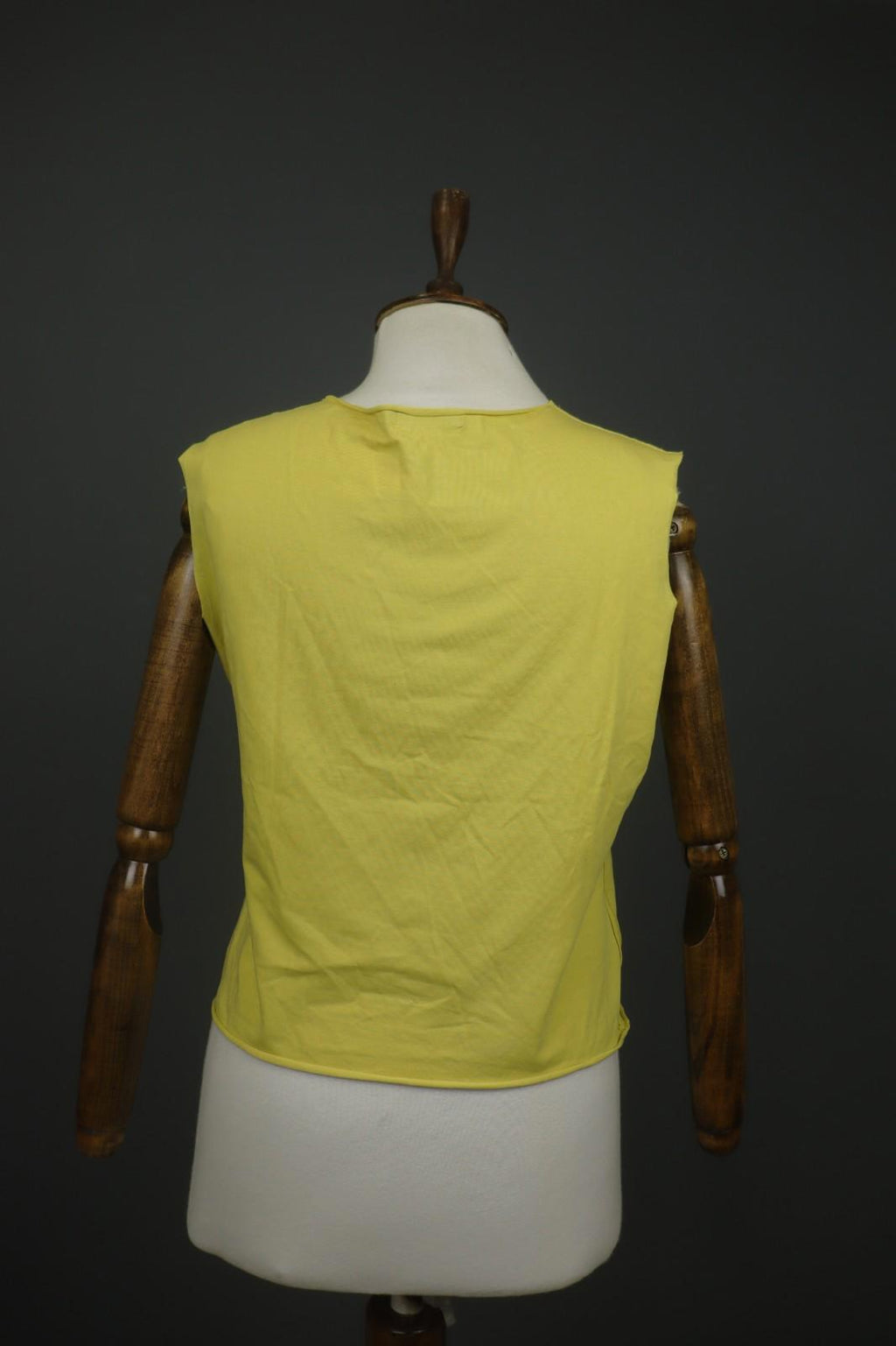 GUDRUN SJODEN Yellow Cotton Sleeveless Side V-Neck Pullover Blouse Top – Size L