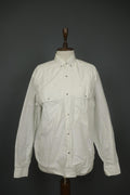 THIERRY MULGER White Long Sleeve Collared Flap Pockets Snap Button Shirt Sz M/L
