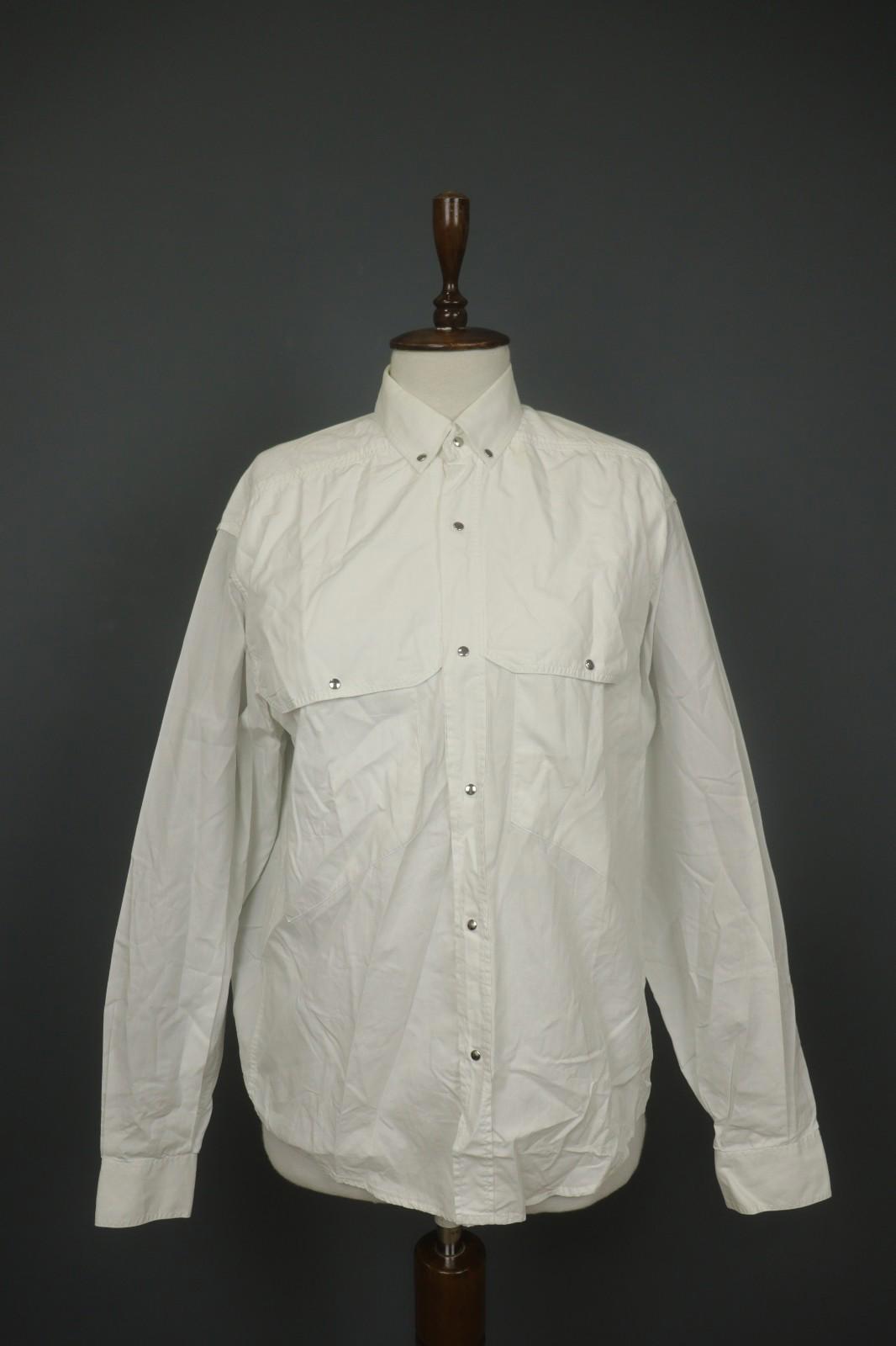 THIERRY MULGER White Long Sleeve Collared Flap Pockets Snap Button Shirt Sz M/L