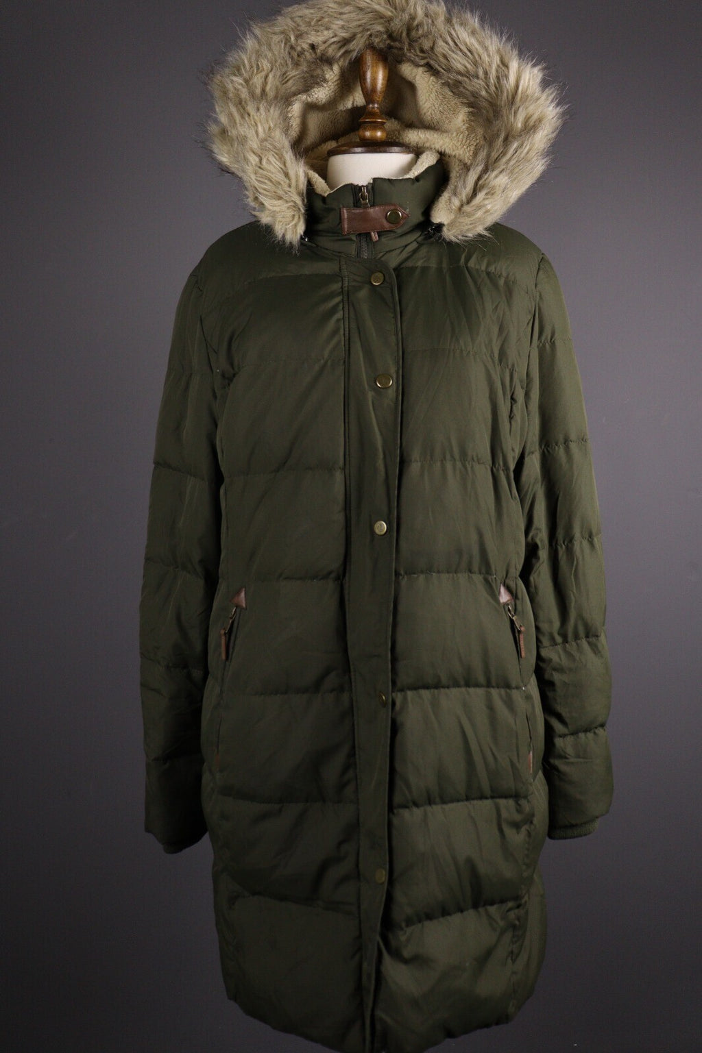 Lauren Ralph Lauren Khaki Down Faux Fur Parka Jacket – Size XL