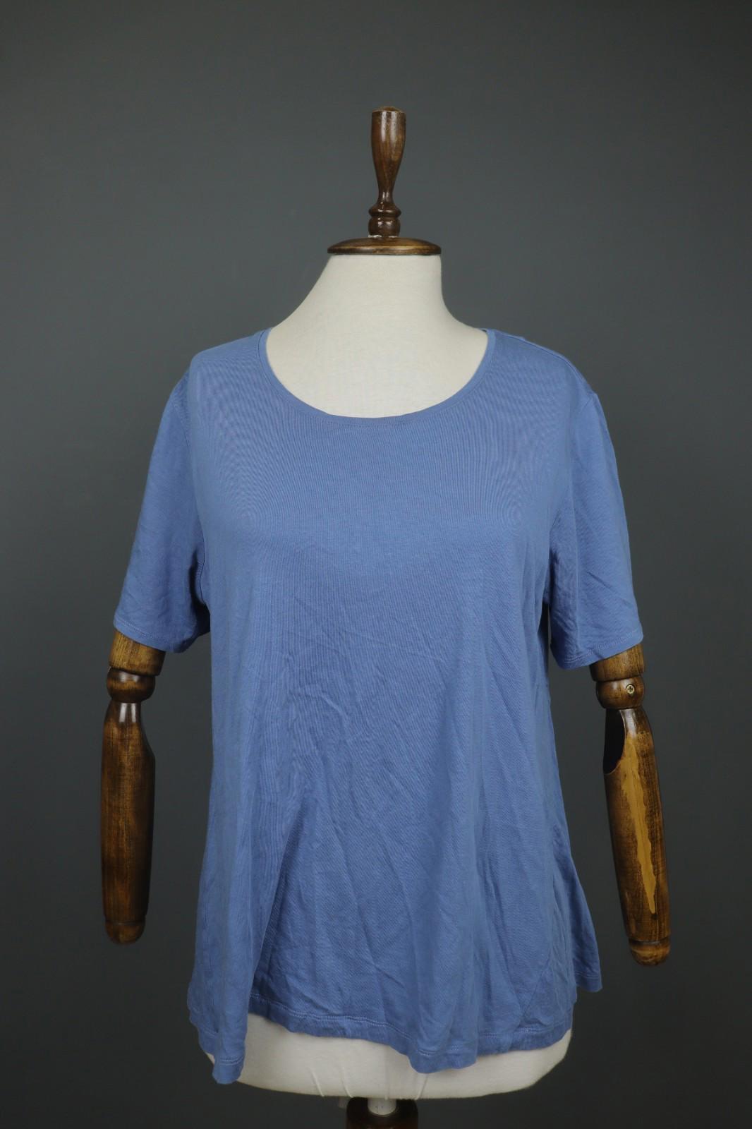 GUDRUN SJODEN Blue Cotton Short Sleeve Round Neck Pullover Blouse Top – Size L