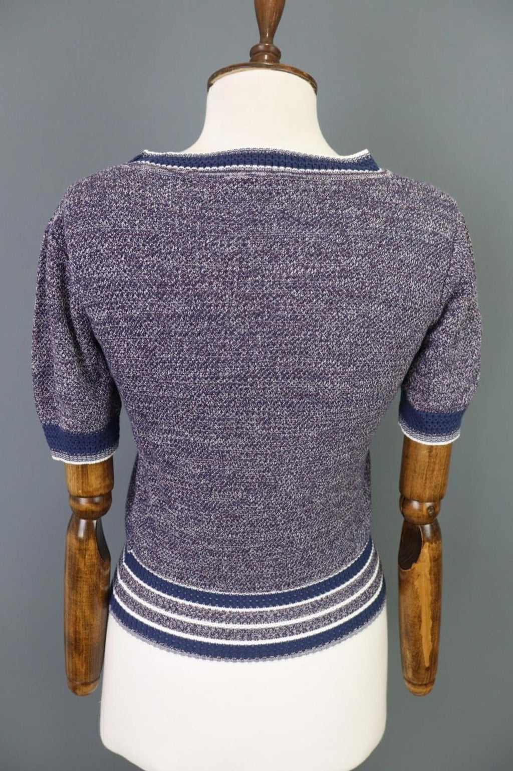 CHANEL Multicolor Knitted Crew Neck Short Sleeve Pullover Sweater – Size S / M
