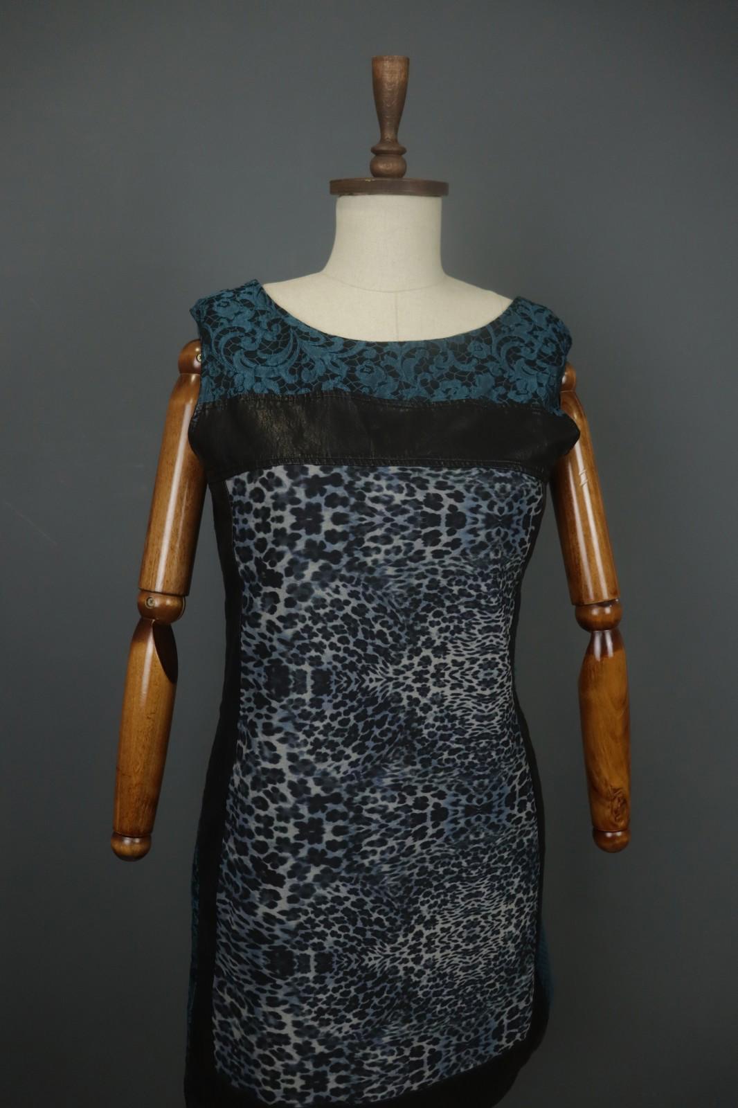 SAVE THE QUEEN Multicolor Sleeveless Round Neck Back Zip Midi Shift Dress Sz XL