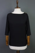 CHANEL Black Long Sleeve Button Side Slit Pullover Blouse Top – Size 34