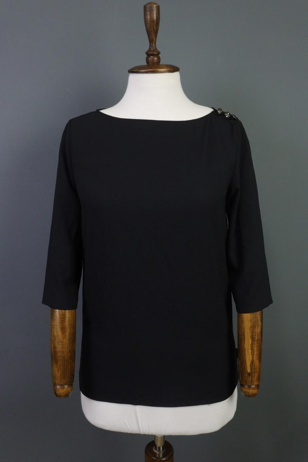 CHANEL Black Long Sleeve Button Side Slit Pullover Blouse Top – Size 34