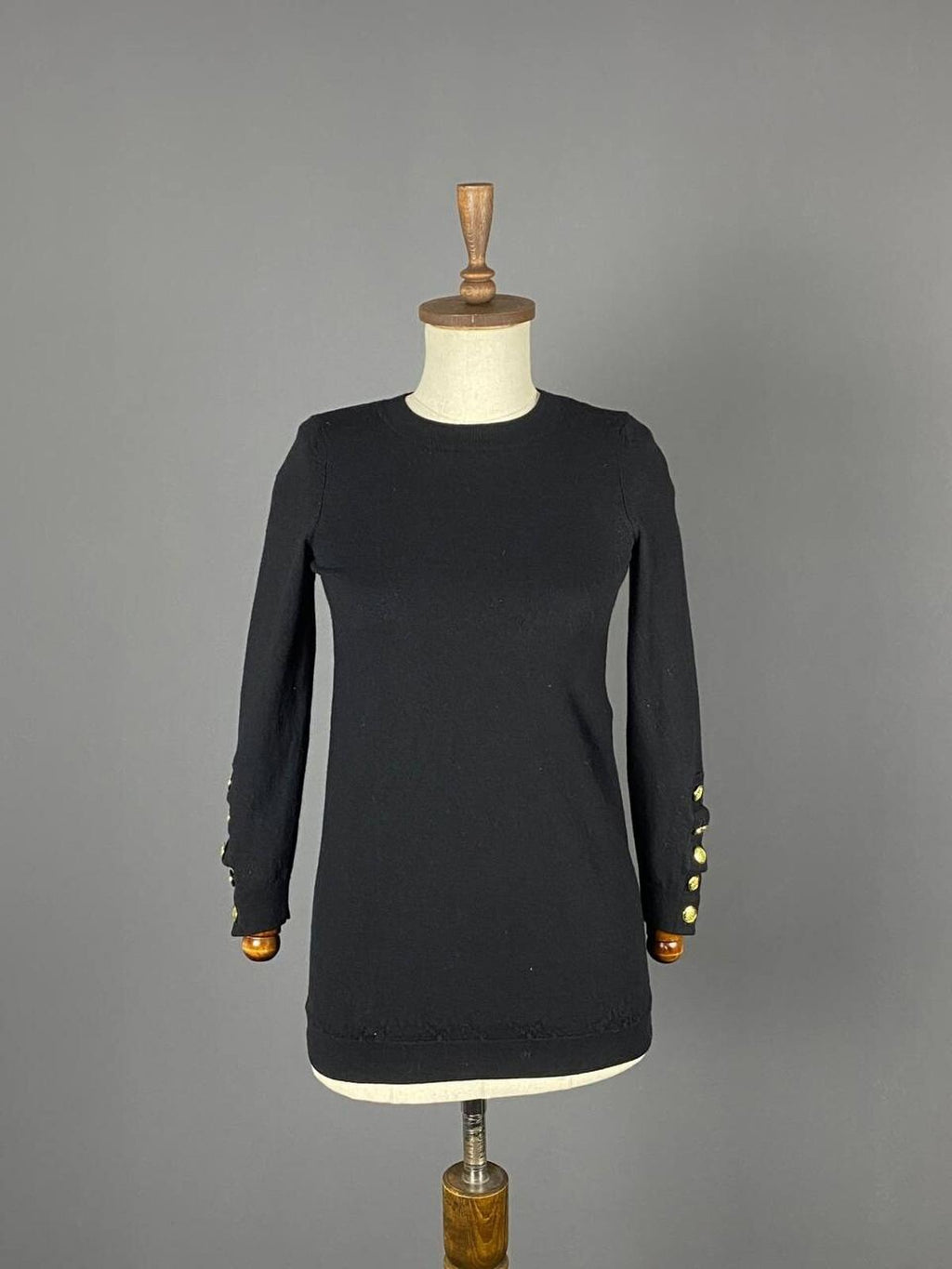 LA MAILLE SEZANE Black Merino Wool Knit Button Sleeve Sweater – Size M