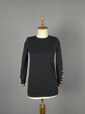 LA MAILLE SEZANE Black Merino Wool Knit Button Sleeve Sweater – Size M