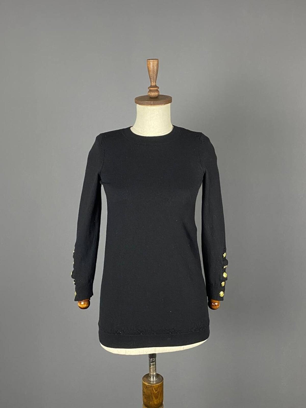 LA MAILLE SEZANE Black Merino Wool Knit Button Sleeve Sweater – Size M