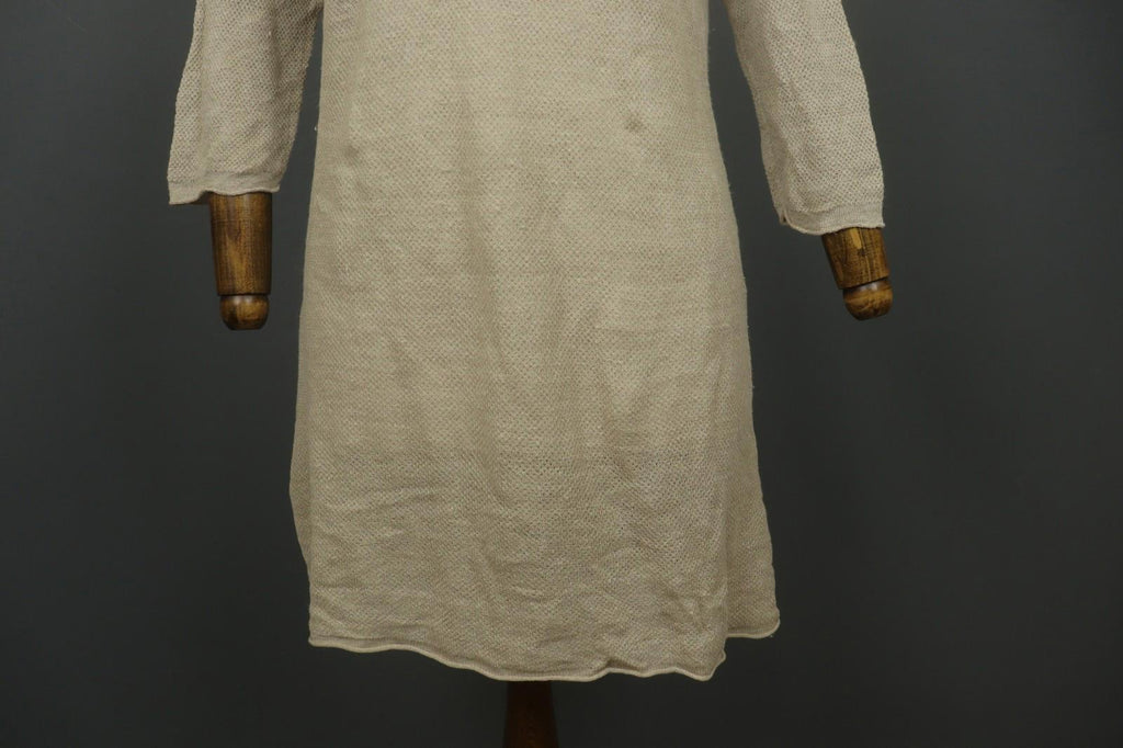 GUDRUN SJODEN Tan 100% Linen Long Sleeve Round Neck Pullover Shift Dress – Size S
