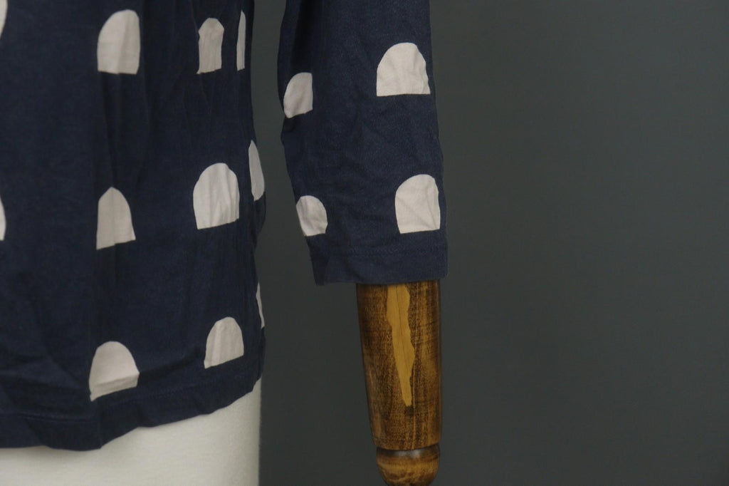 MARIMEKKO Blue White Polka Dot 3/4 Sleeve Round Neck Pullover Knit Top – Size M