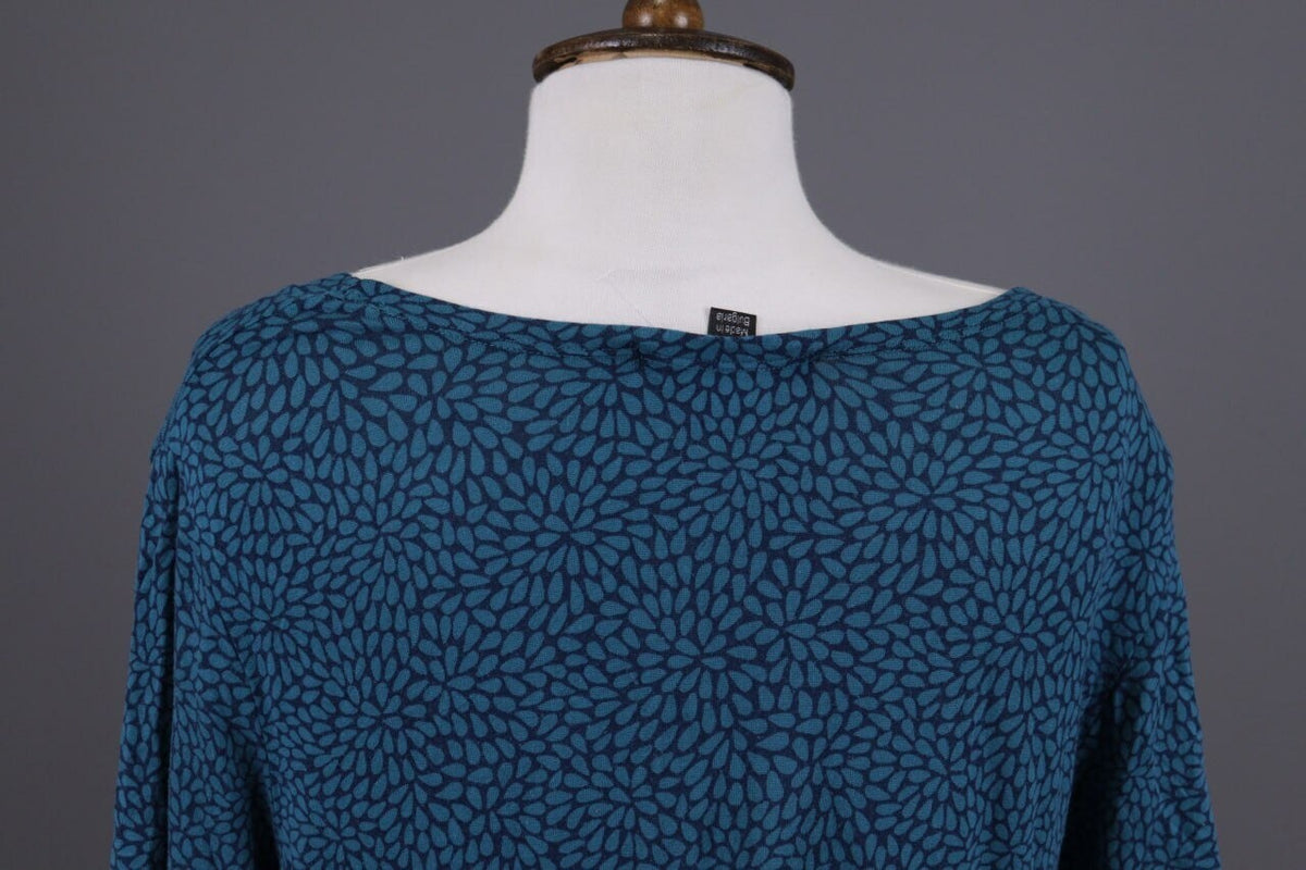 Gudrun Sjoden Blue Floral Oversize Lagenlook Long Sleeve Tunic Dress – Size L