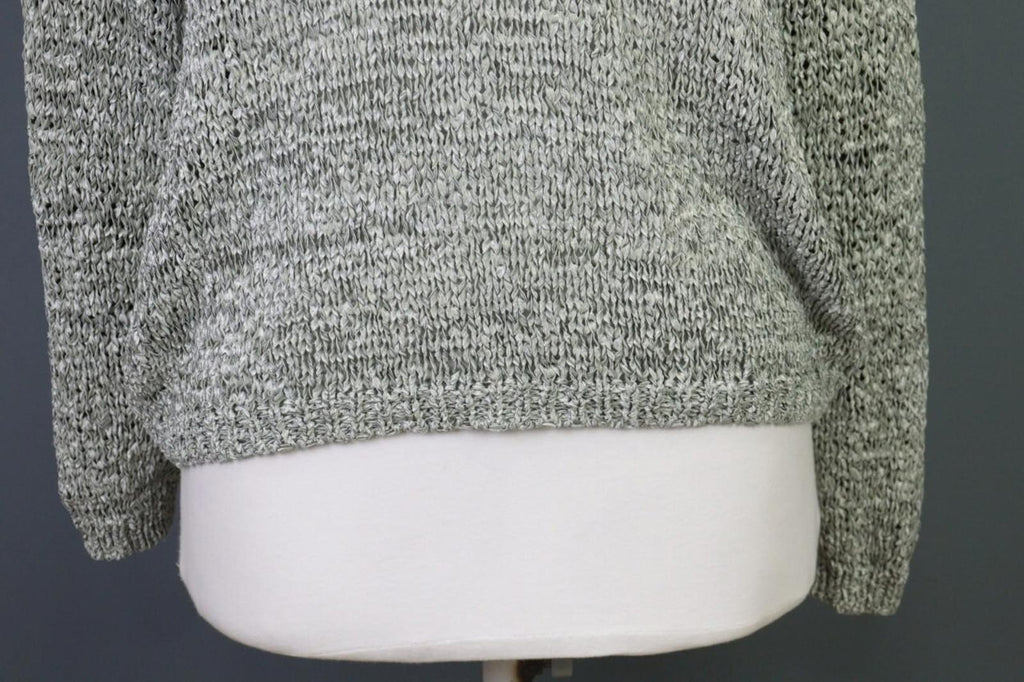 ANNETTE GORTZ Gray Open Knit Crew Neck Knit Sweater – Size M