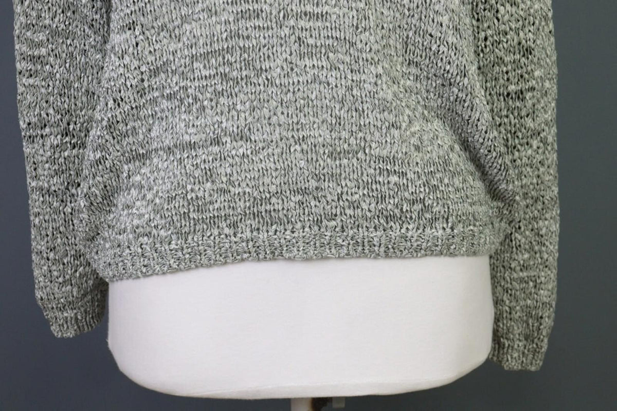 ANNETTE GORTZ Gray Open Knit Crew Neck Knit Sweater – Size M