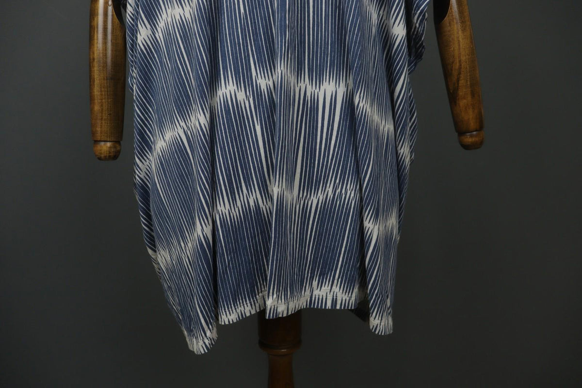 MARIMEKKO PRIP 3 Blue White Striped Viscose Round Neck Lagenlook Dress – Size L