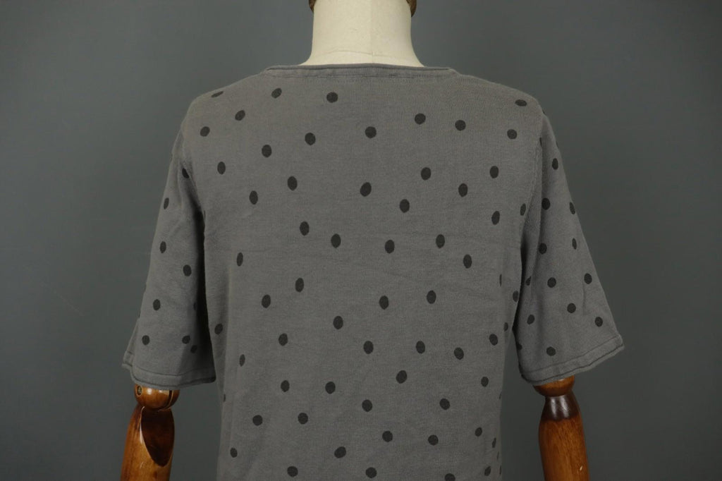 GUDRUN SJODEN Gray Cotton Polka Dot Long Sleeve Round Neck Shift Dress – Size M