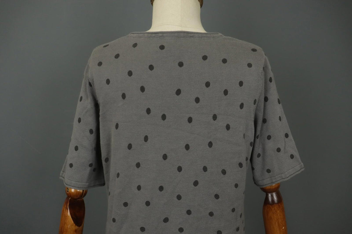 GUDRUN SJODEN Gray Cotton Polka Dot Long Sleeve Round Neck Shift Dress – Size M
