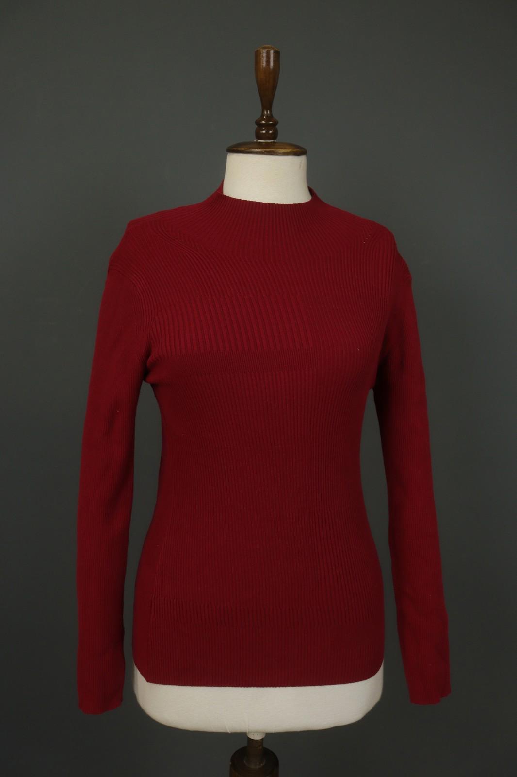 COP.COPINE Red Viscose Knitted Raglan Sleeve Mock Neck Pullover Sweater – Size M