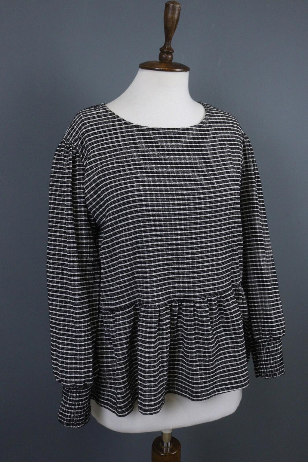ZADIG & VOLTAIRE Black and White Casual Long Sleeve Round Neck Top Blouse
