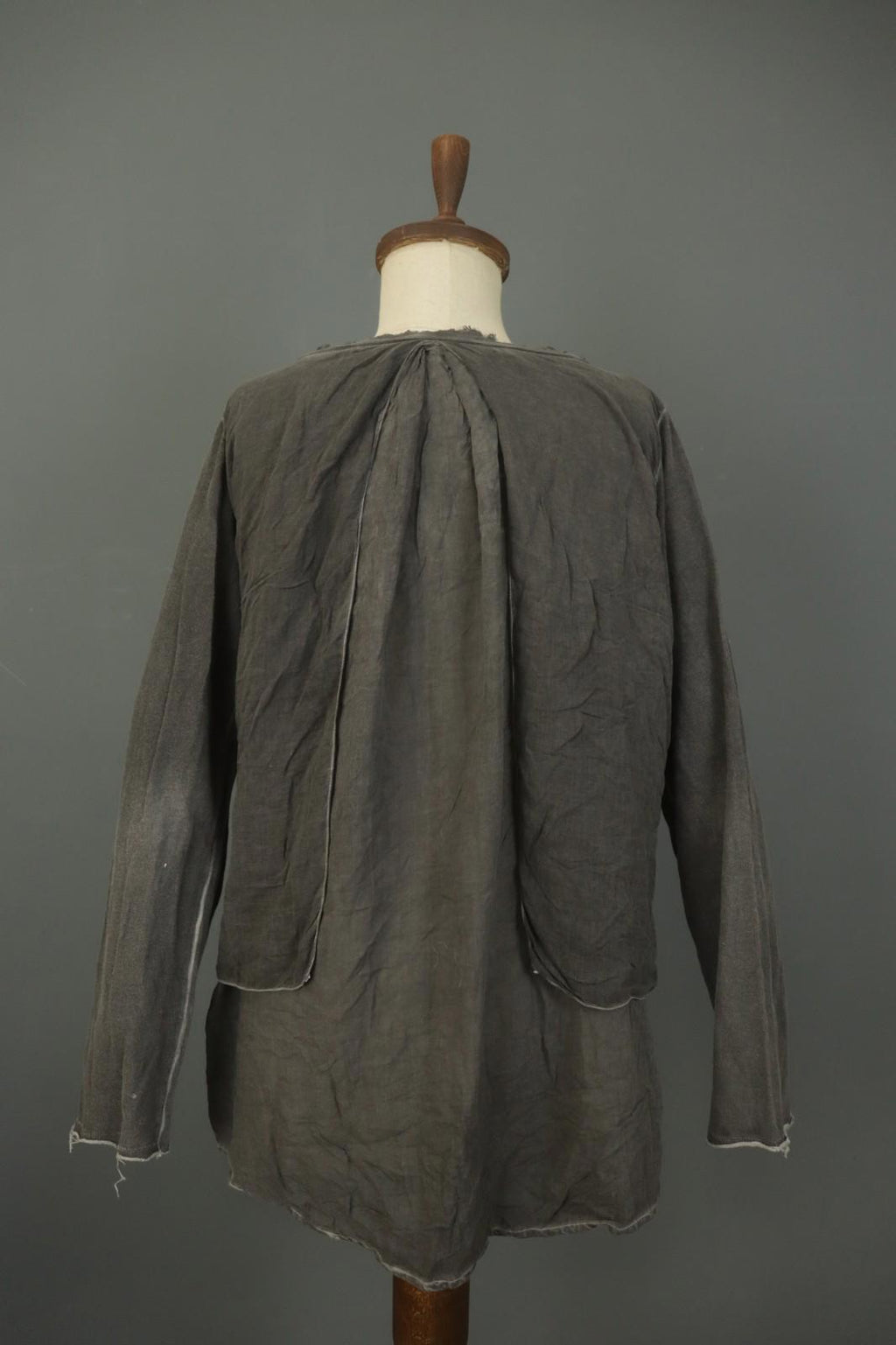 RUNDHOLZ Gray Round Neck Casual Long Sleeve Regular Fit Pullover Blouse Top Sz M