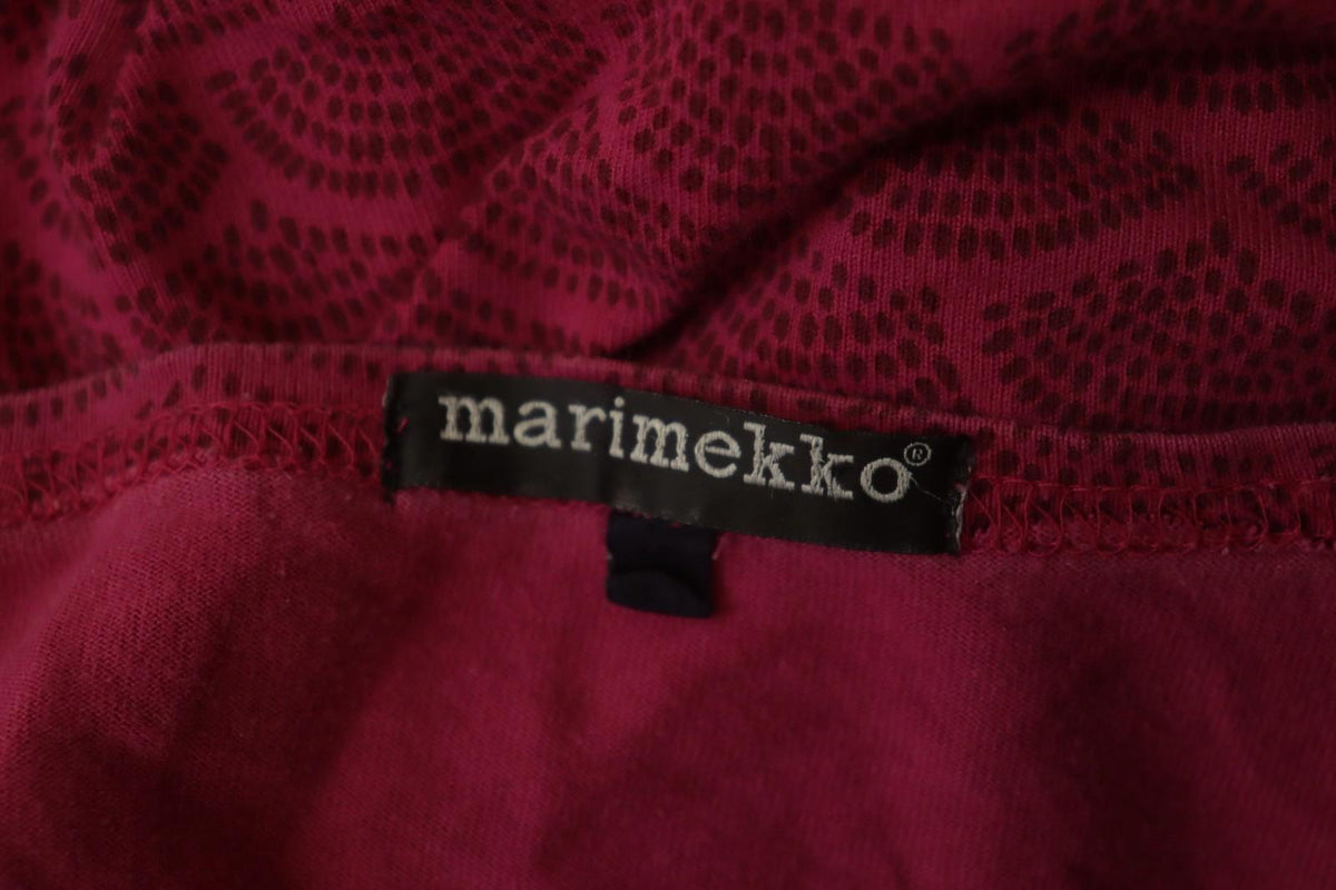 MARIMEKKO Red Dotted Cotton Round Neck Long Sleeve Casual Shift Dress – Size M