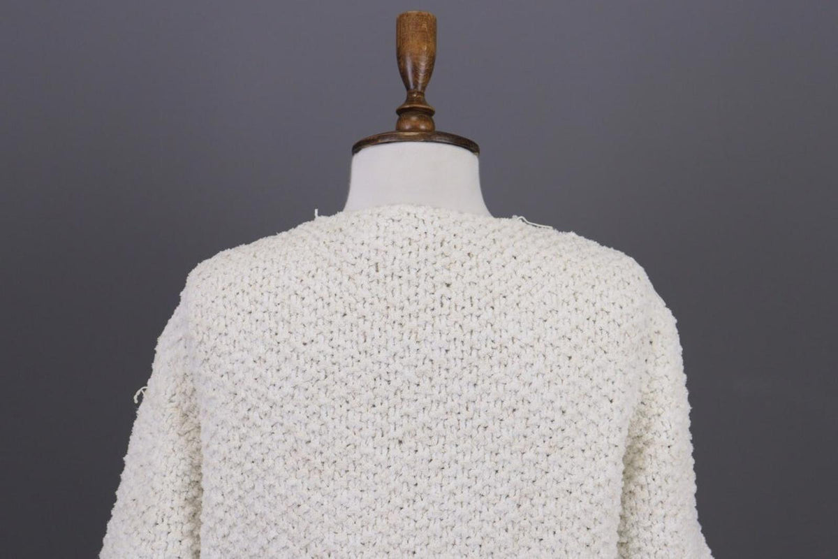 GANNI White Knit Open Front 3/4 Sleeve Cardigan Sweater – Size S