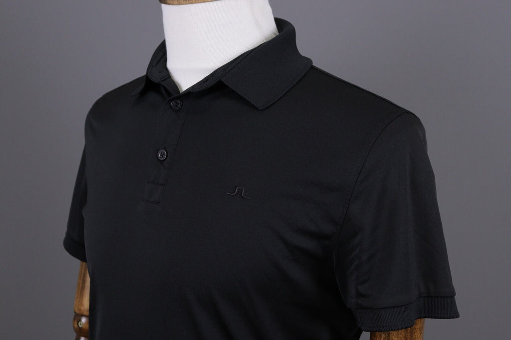 J.Lindeberg Regular Fit Sport Golf Black Short Sleeve Polo Shirt – Size M